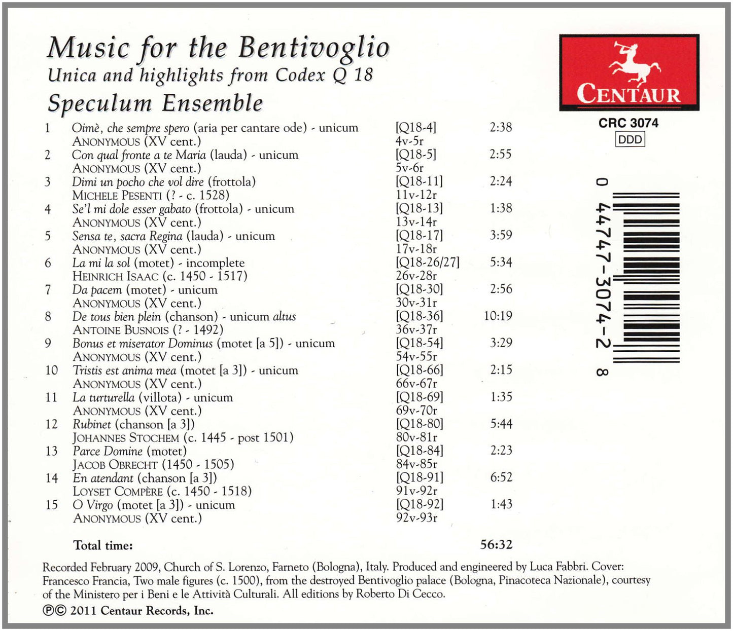 Music for the Bentivoglio: Unica and highlights from codex Q