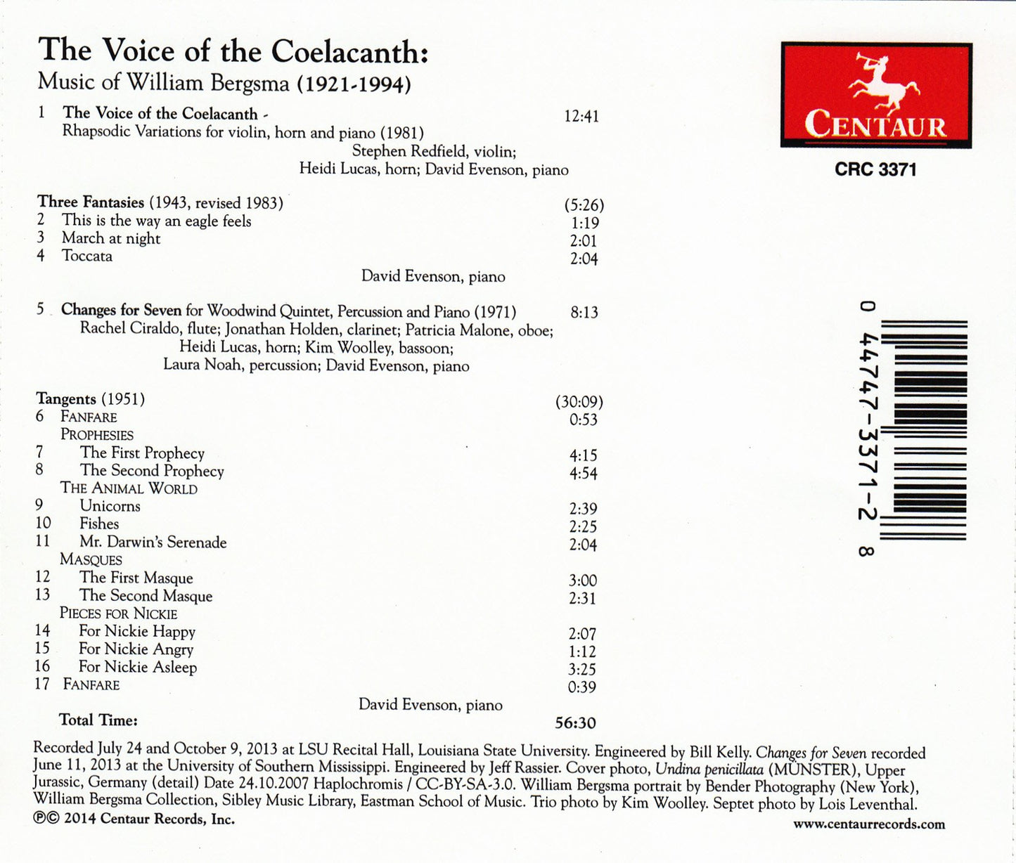 Bergsma: The Voice of Coelacanth & Other Works