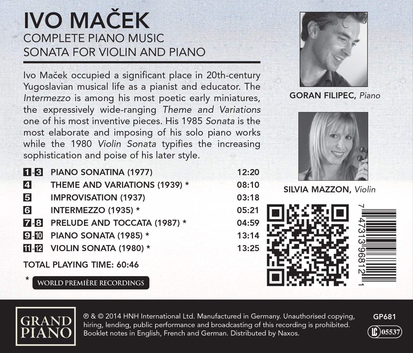 Macek: Complete Piano Works & Sonata for Violin & Piano