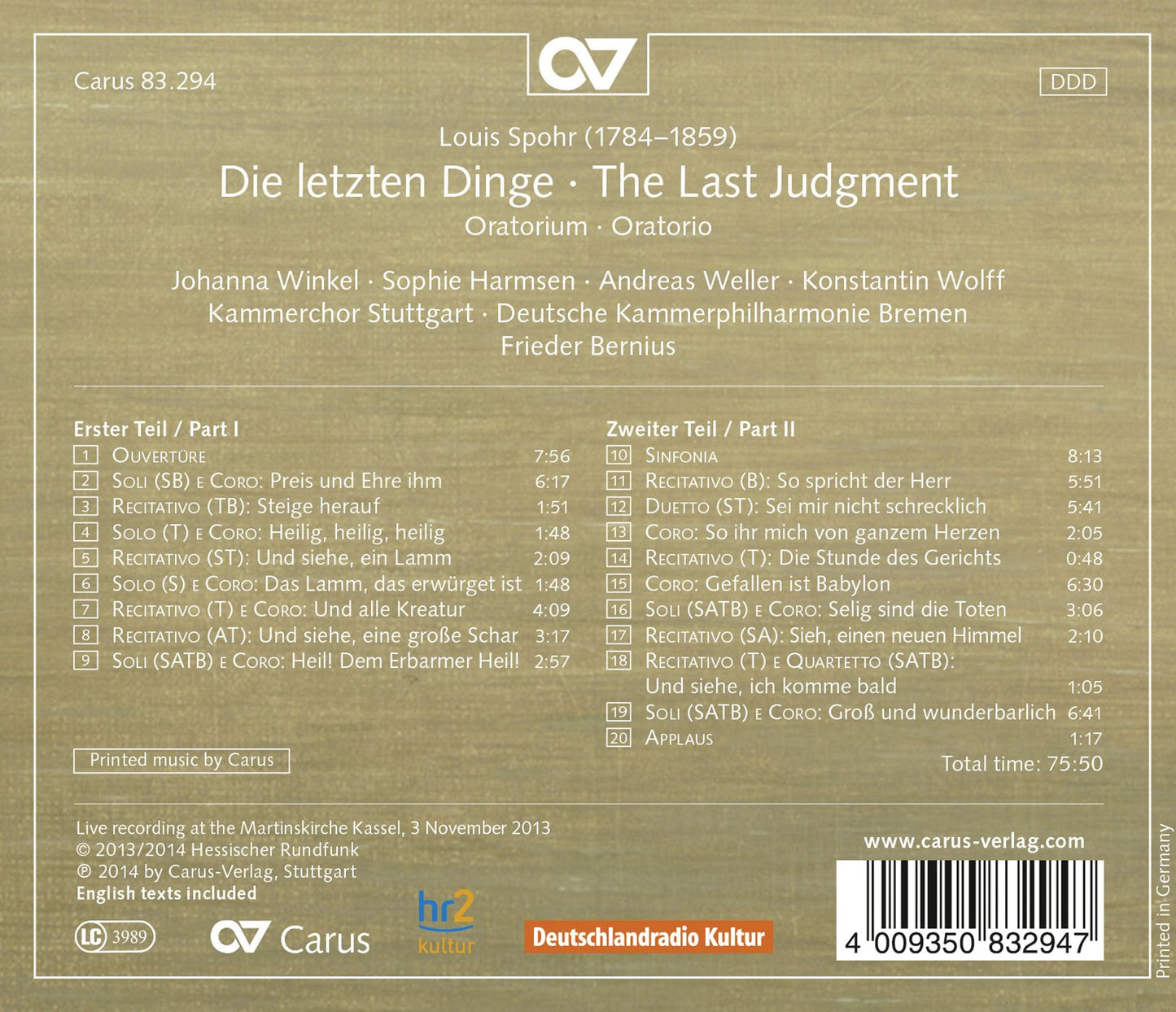 Spohr: Die letzten Dinge