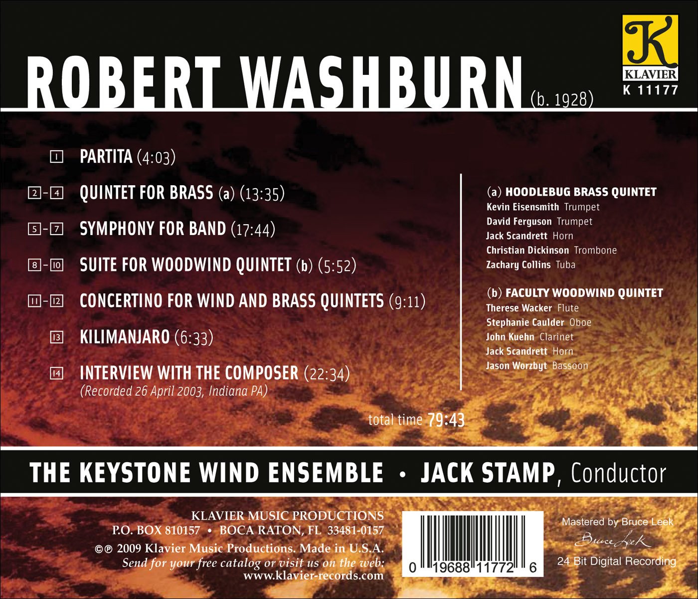 Washburn, R.: Partita / Brass Quintet / Symphony for Band /