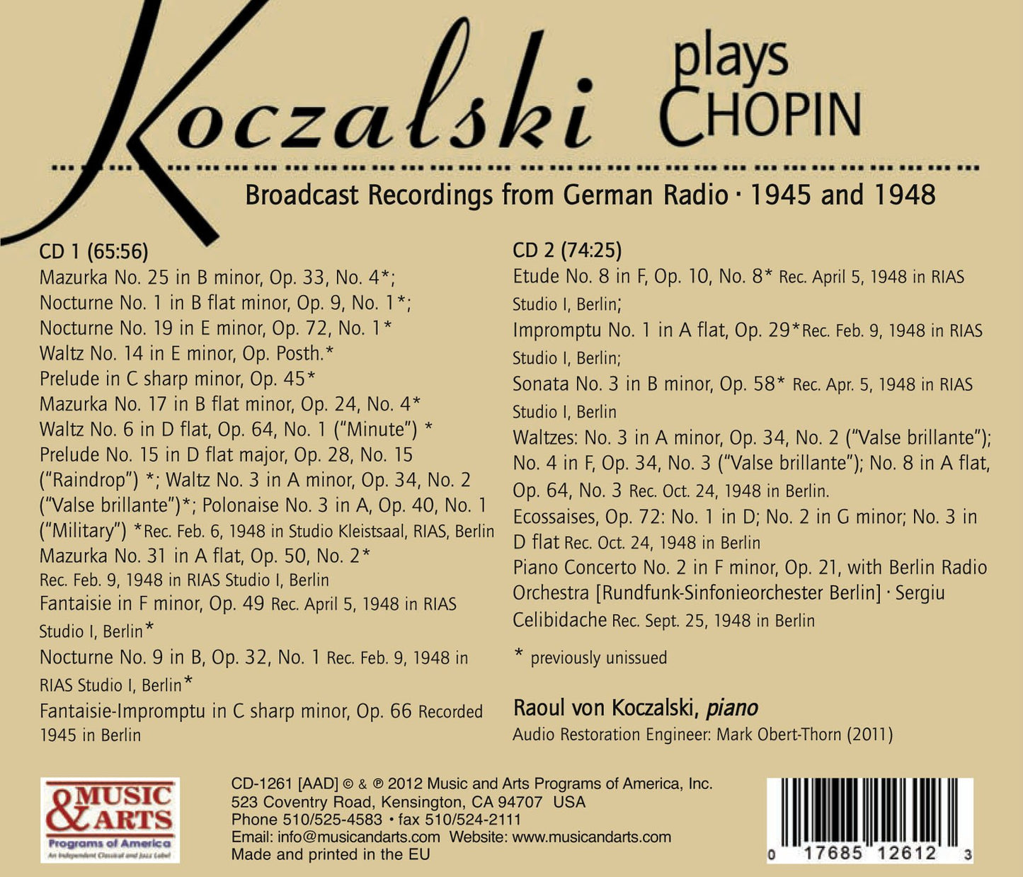 Koczalski plays Chopin