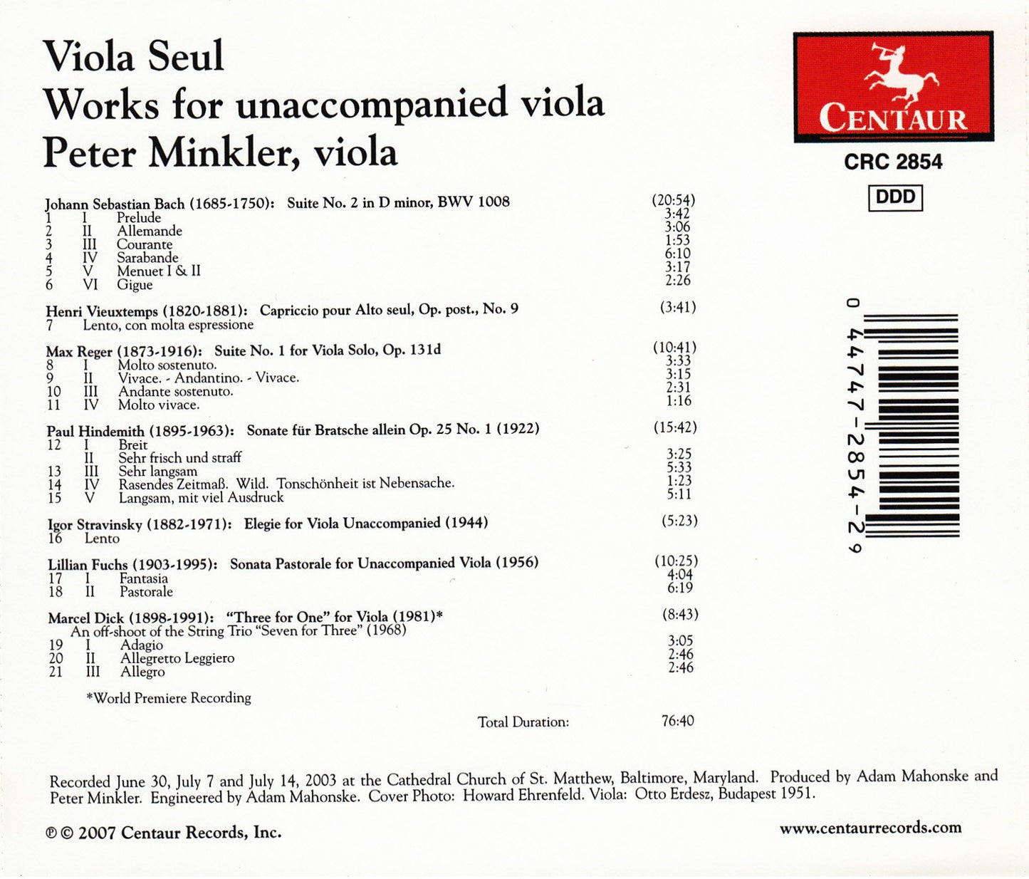 Viola Seul: Works for unaccompanied viola