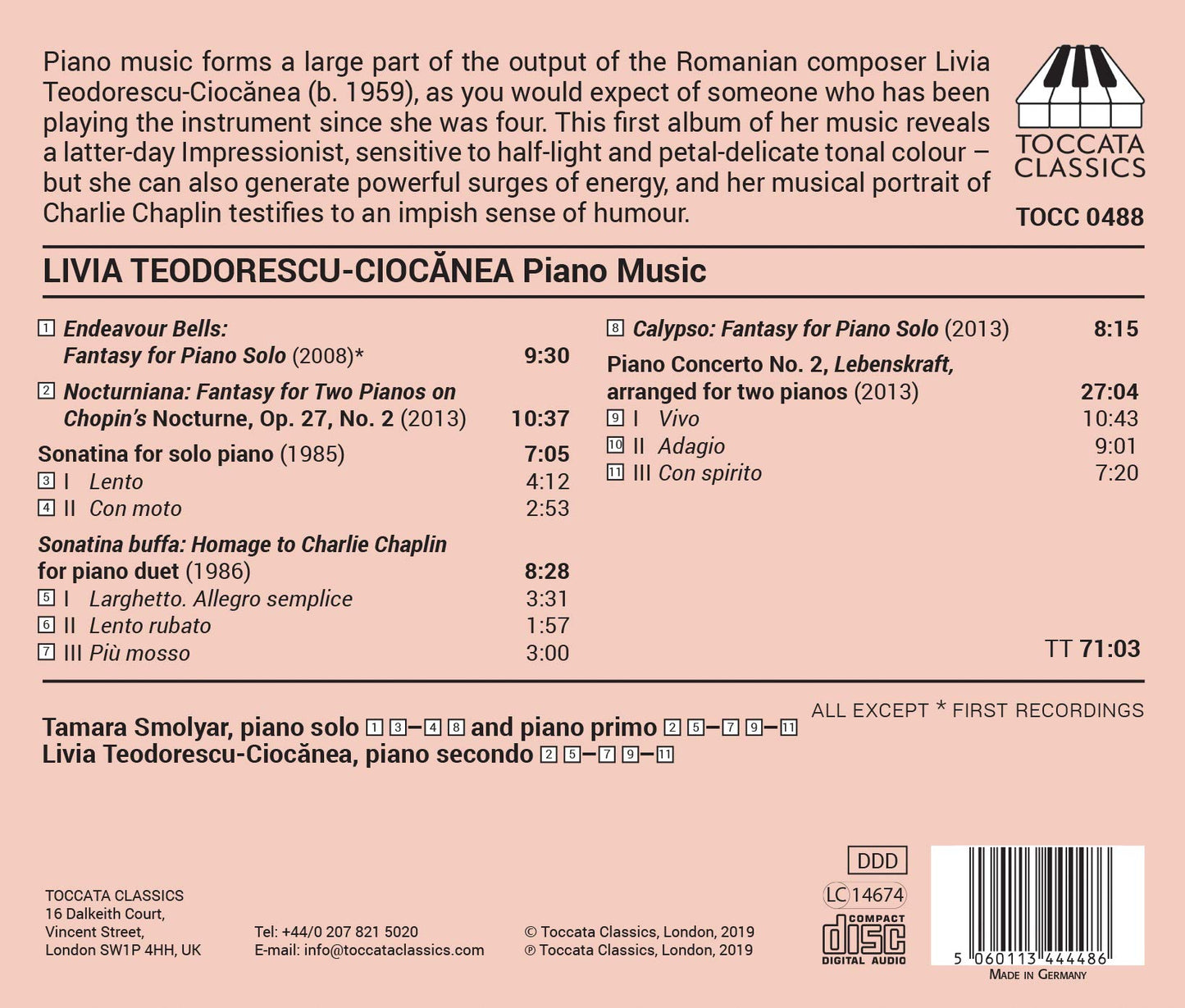 Teodorescu-Ciocanea: Piano Music