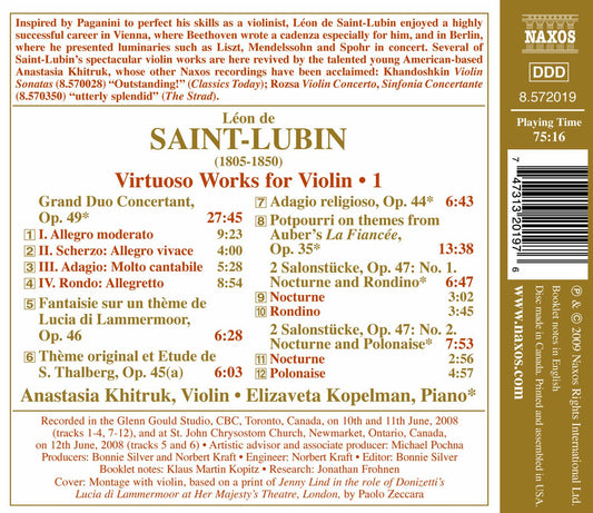 Saint-Lubin, L. De: Violin Virtuoso Works, Vol. 1 - Grand Du