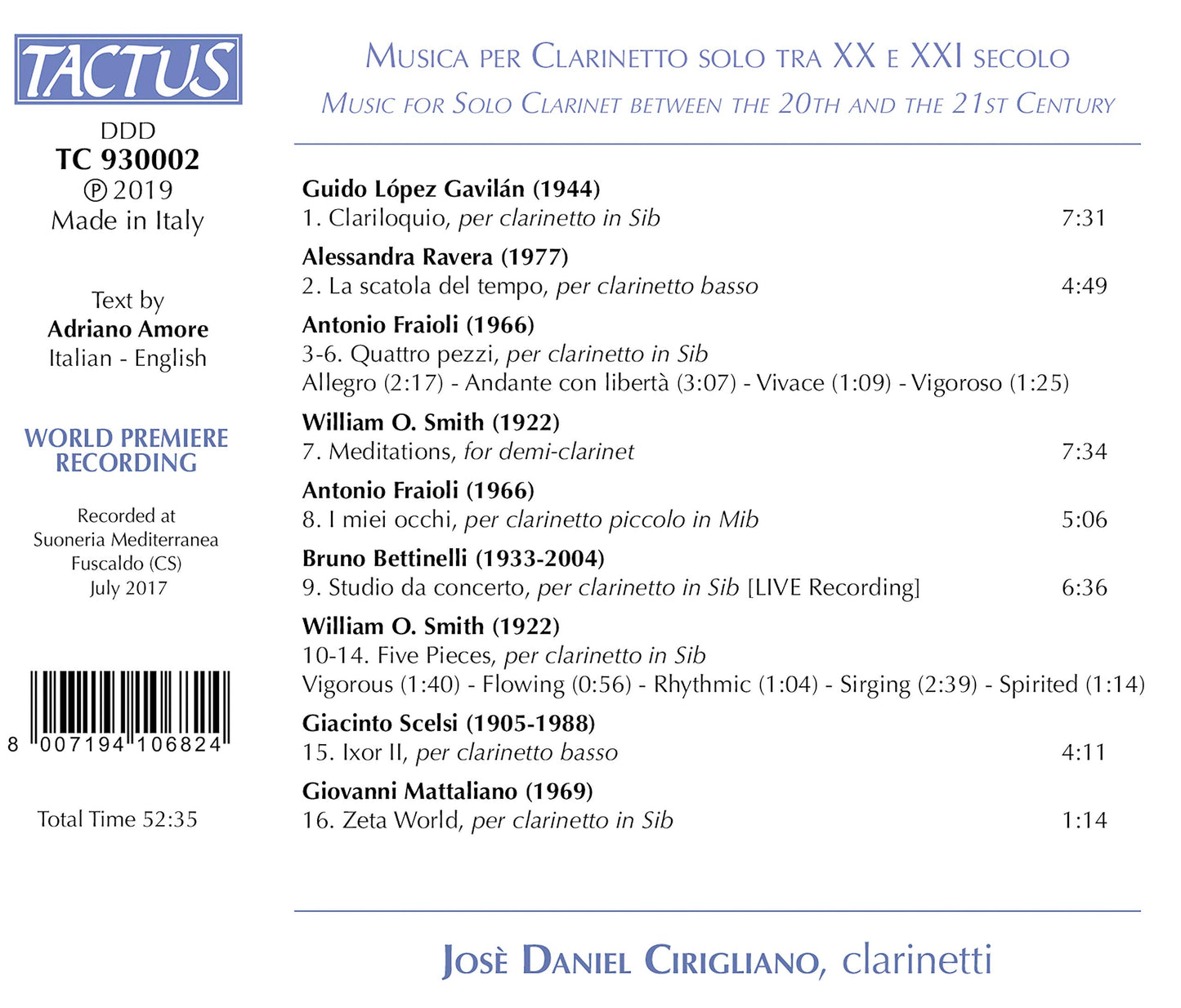 Music for Solo Clarinet Between the 20th and 21st Centuries