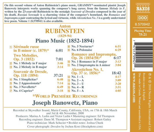 Rubinstein: Piano Music (1852-1894)