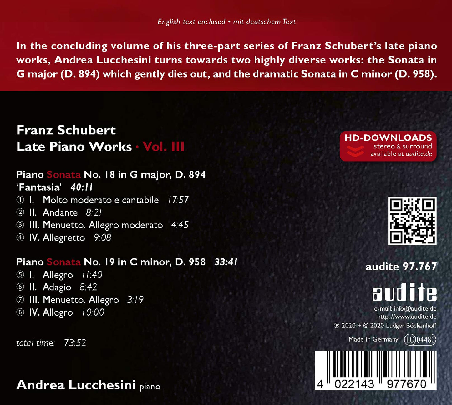 Schubert: Late Piano Works, Vol. 3