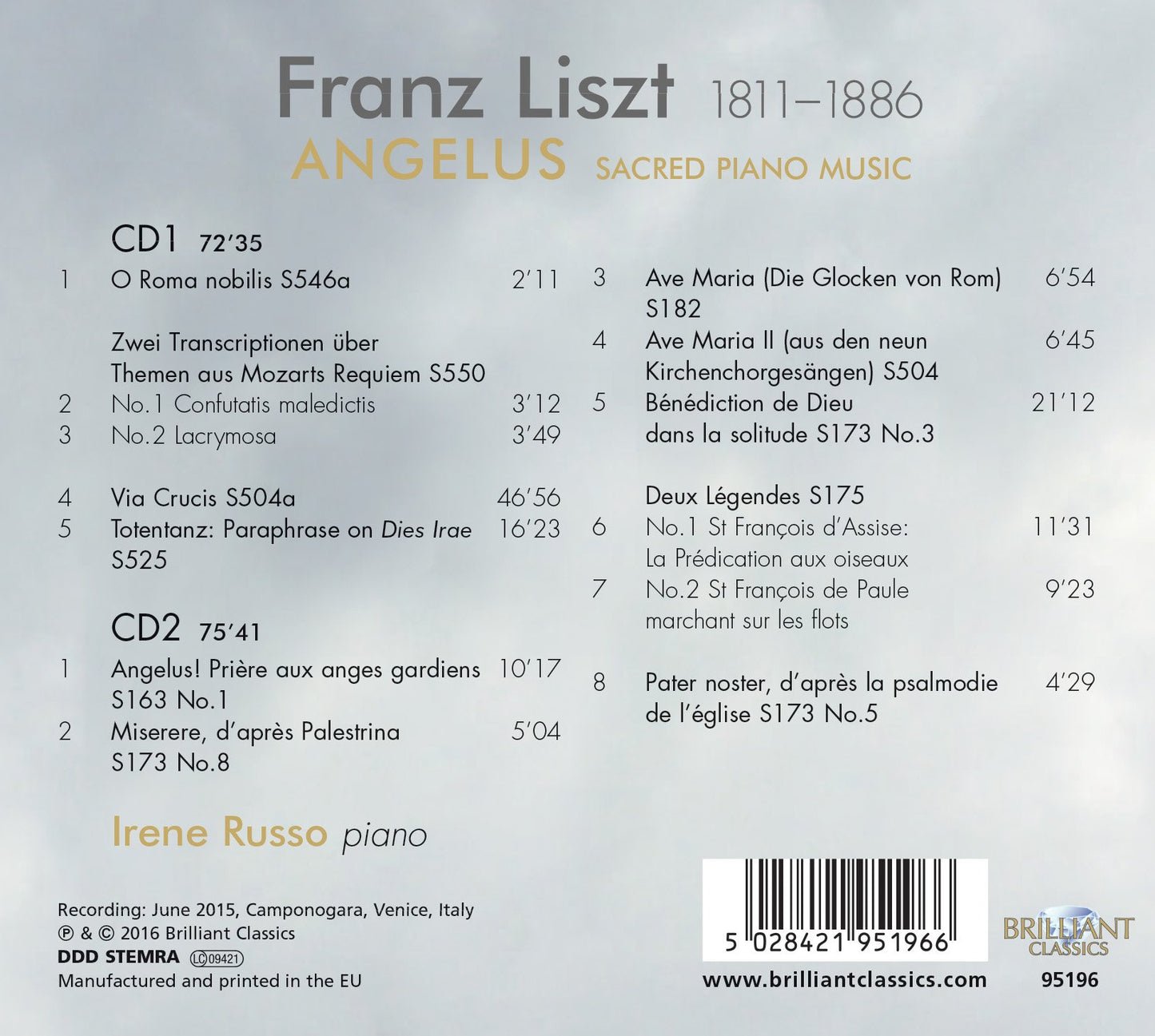 Liszt: Angelus Sacred Piano Music