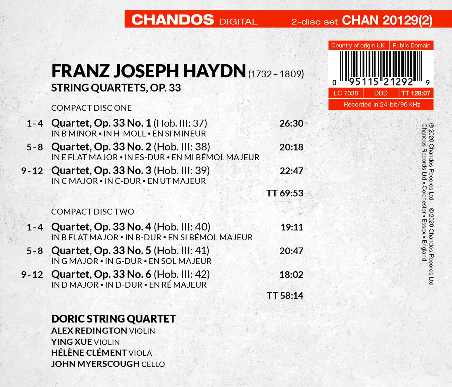 Haydn: String Quartets Nos. 29-34