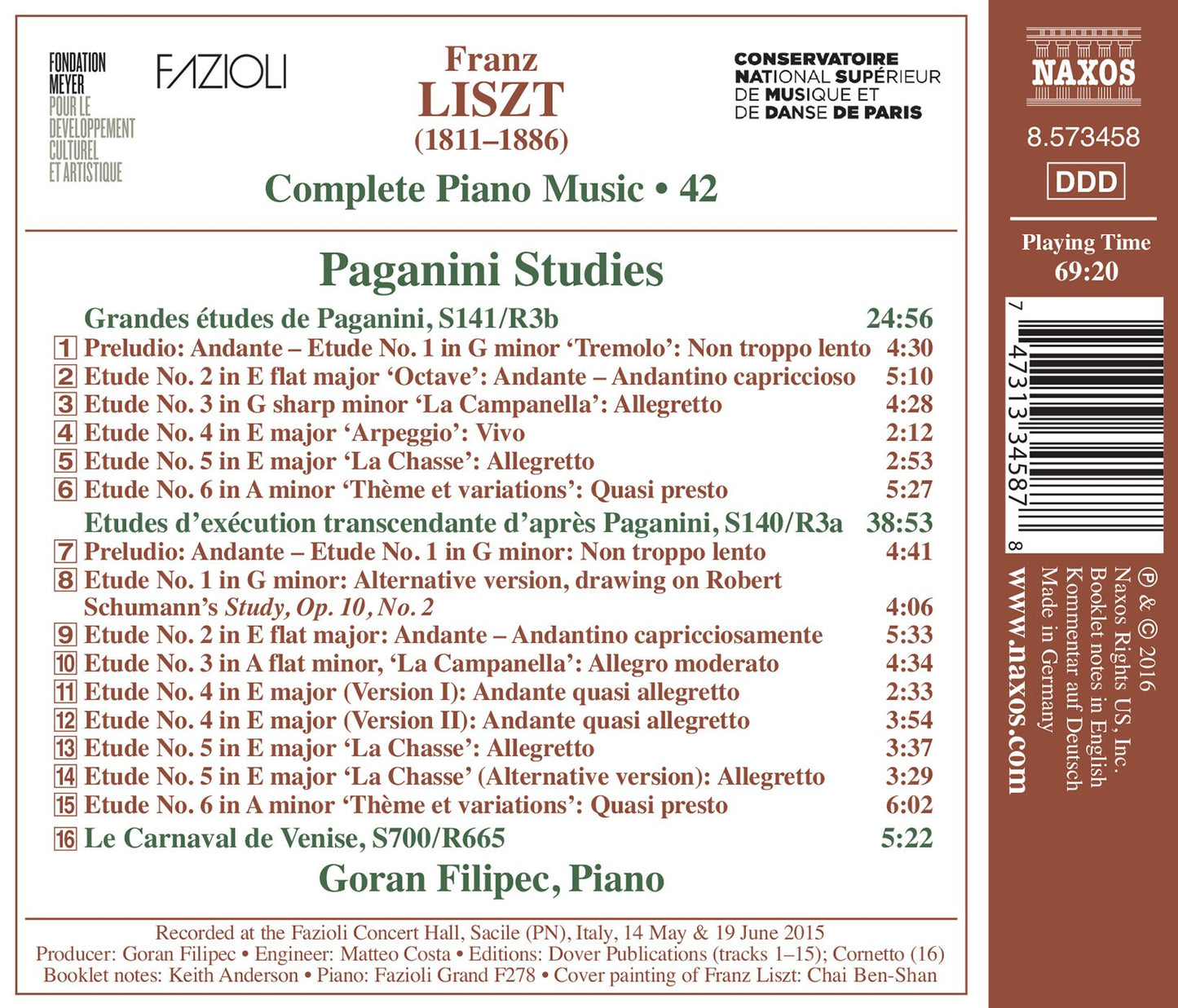Liszt Complete Piano Music, Vol. 42: Paganini Studies