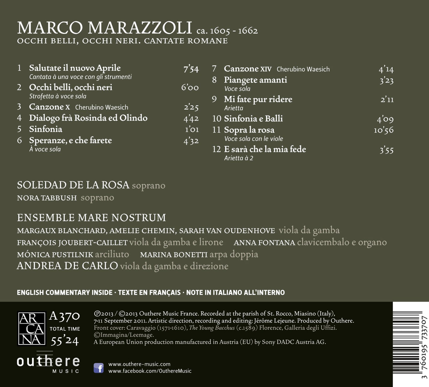 Marazzoli: occhi belli, occhi neri (Cantate romane)