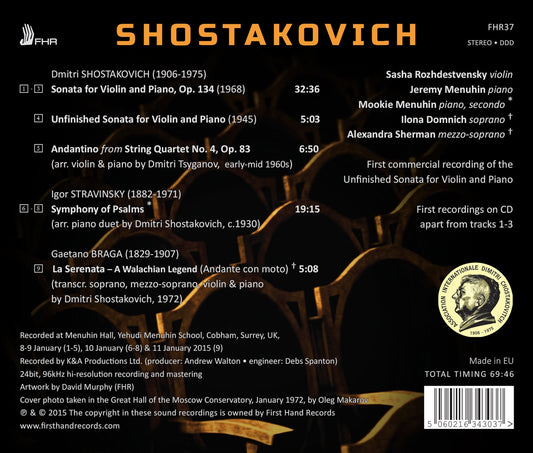 Shostakovich: The 2 Violin Sonatas & Rare Chamber Works
