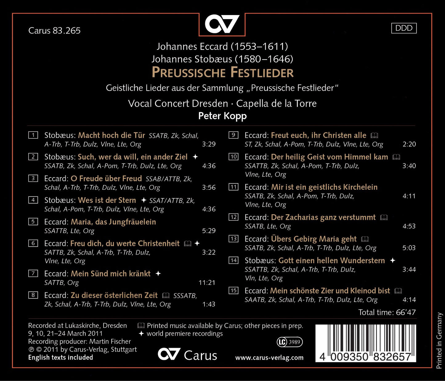 Eccard: Sacred Songs