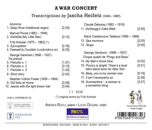 A War Concert: Transcriptions by Jascha Heifetz