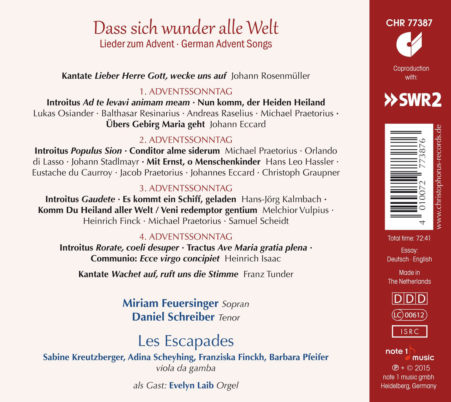Dass sich wunder alle Welt: German Advent Songs