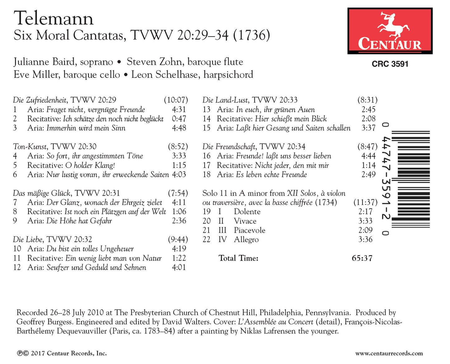 Telemann: 6 Moral Cantatas, TWV 20:29-34