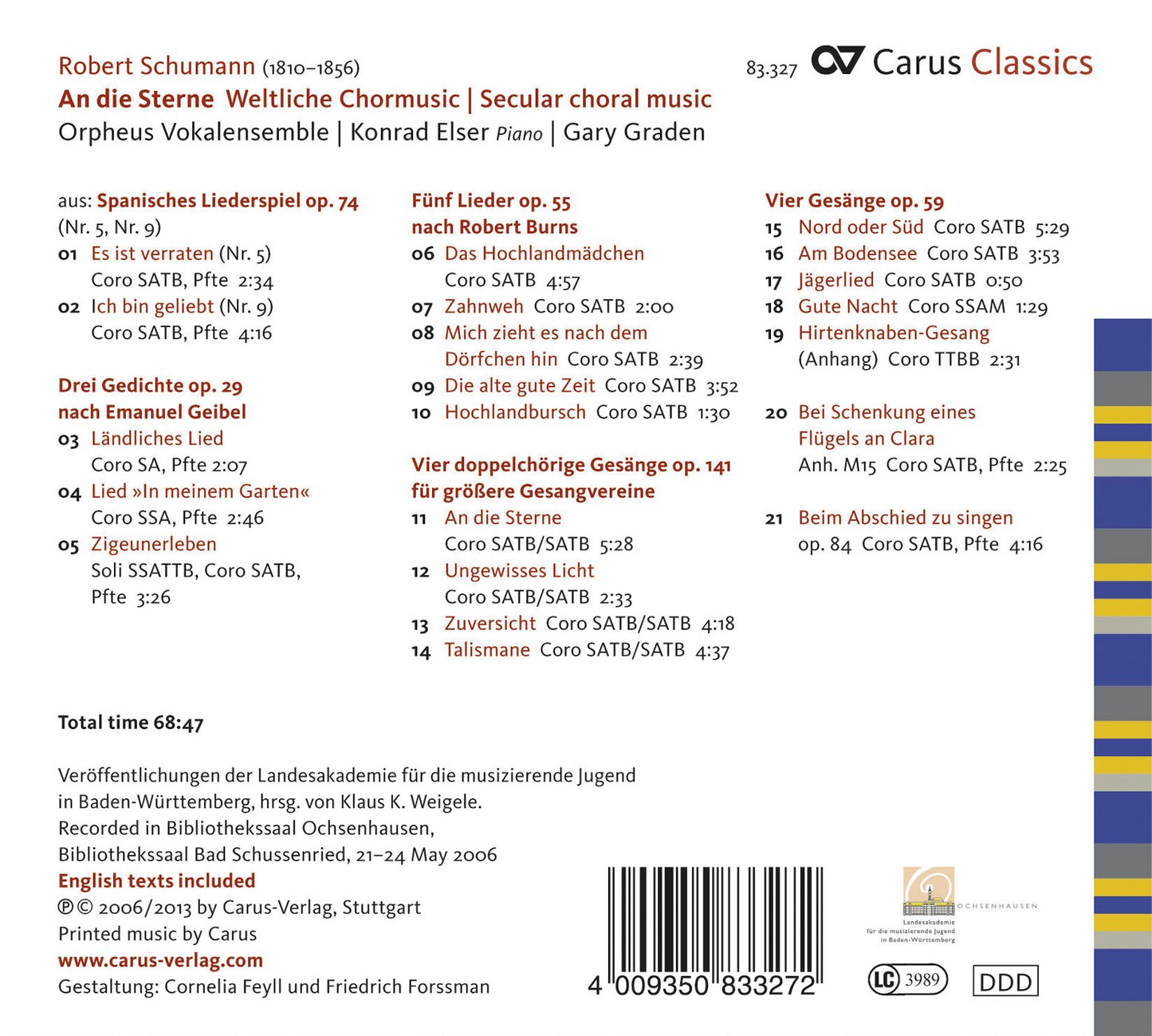 Schumann: An die Sterne Weltliche Chormusic