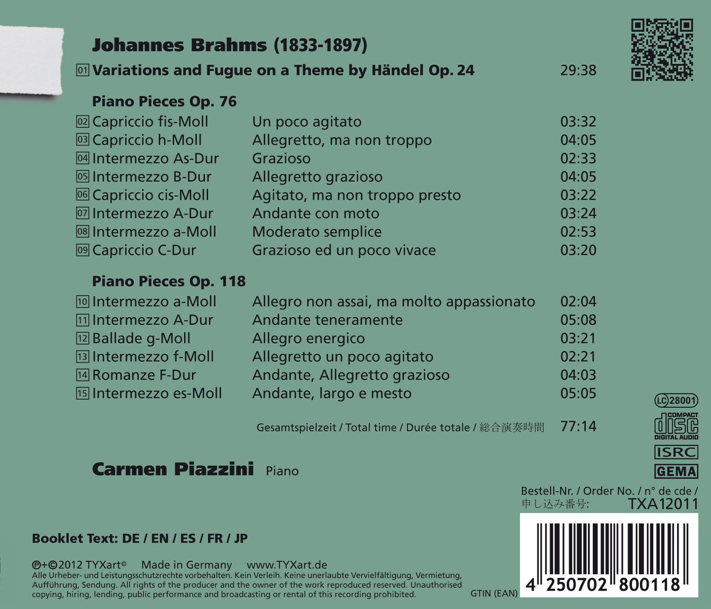Brahms: Piano Works