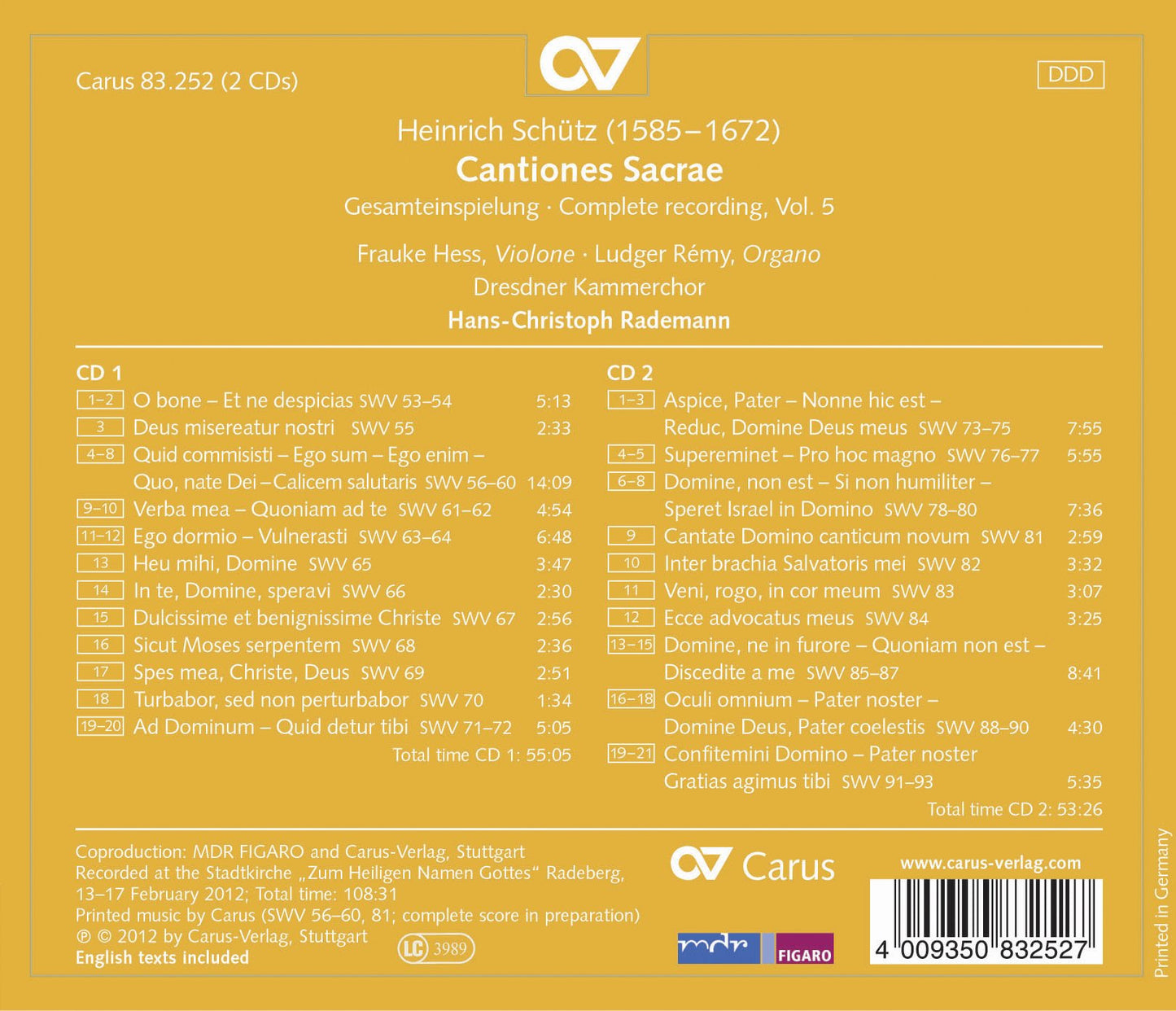 Schütz: Cantiones Sacrae