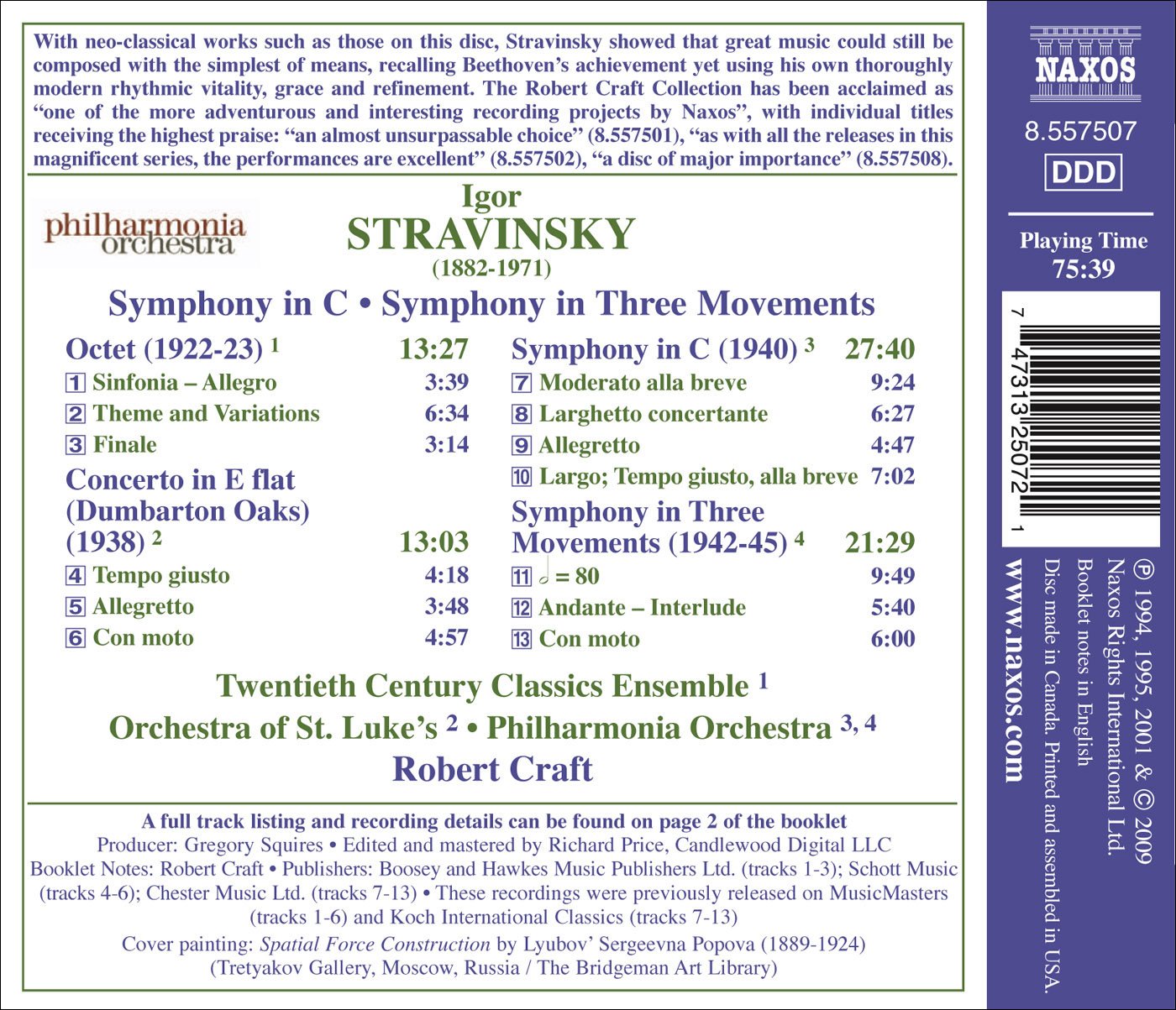 Stravinsky: Symphony in C - Symphony in 3 Movements - Octet