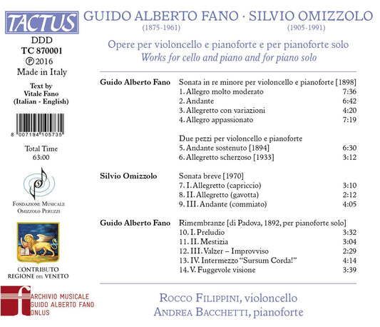 Fano & Omizzolo: Works for Cello & Piano