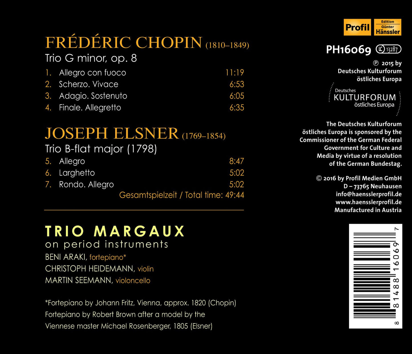 Chopin & Elsner: Fortepiano Trios