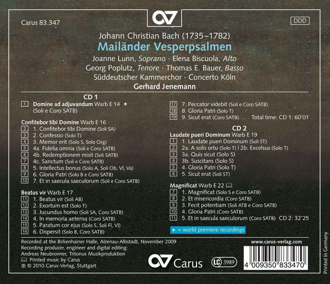 Bach: Mailander Vesperpsalmen