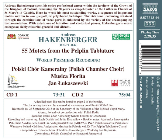 Hakenberger: 55 Motets from the Pelplin Tablature