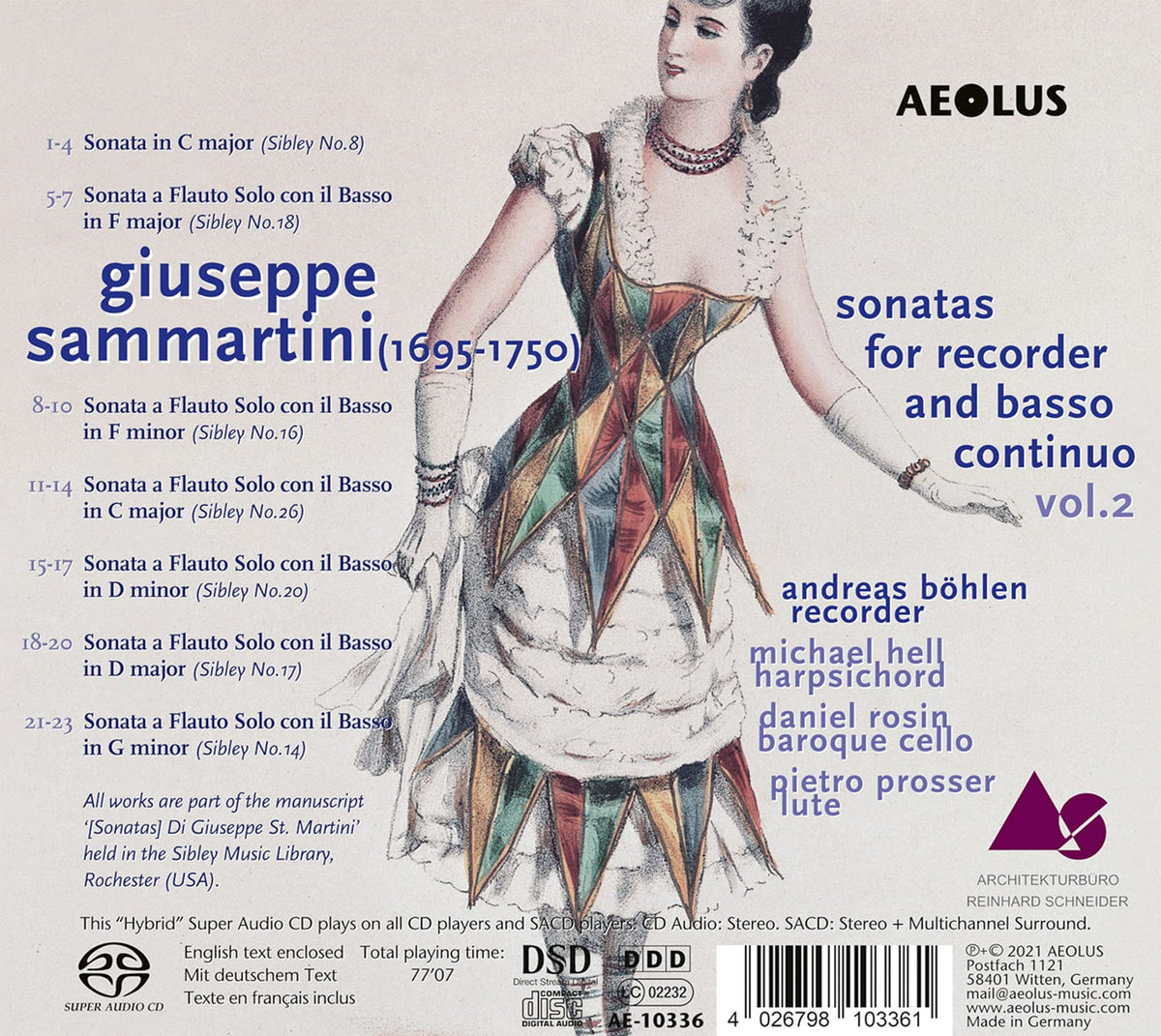 Sammartini: Sonatas for recorder and basso continuo, Vol.2