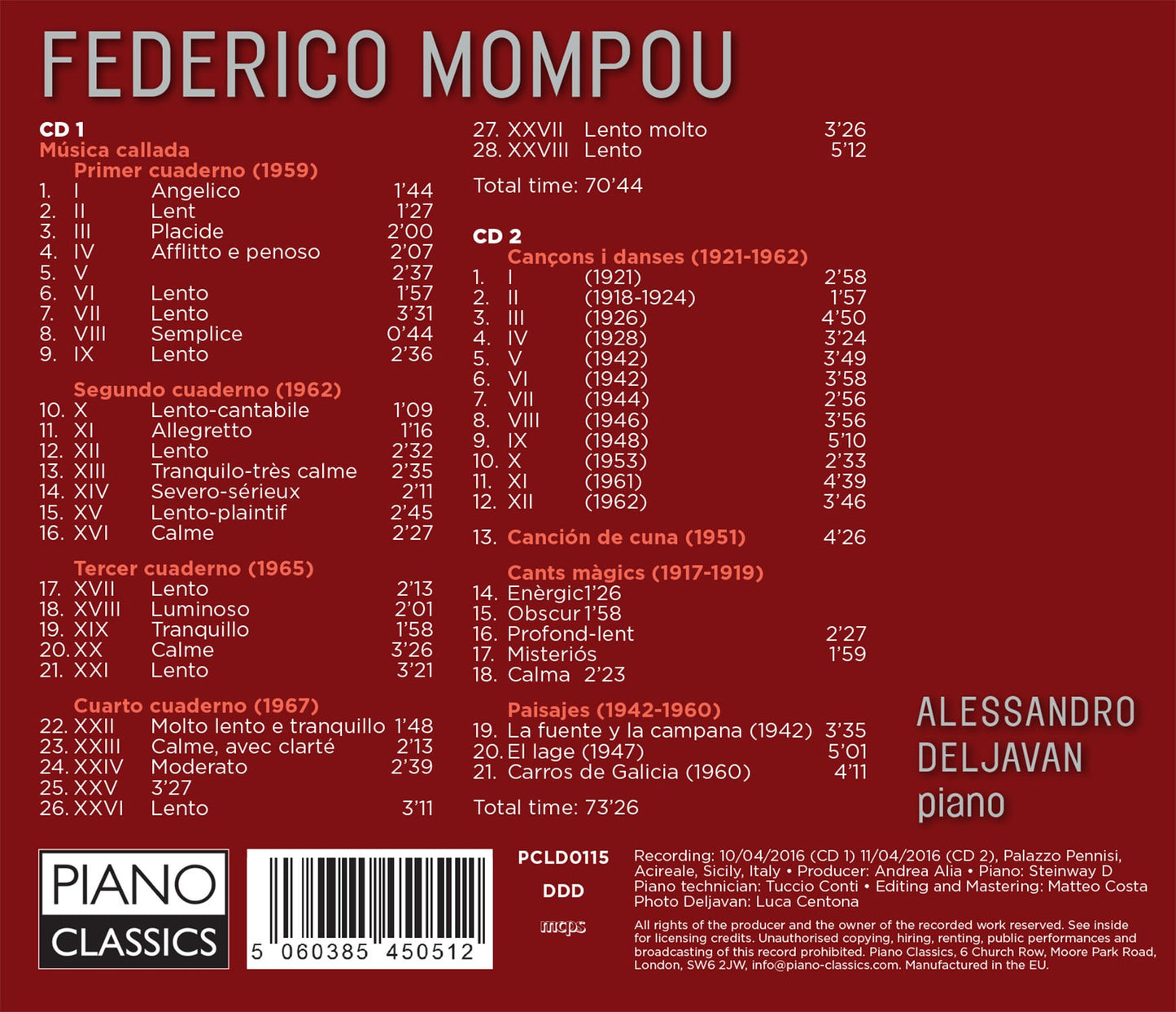 Mompou: Piano Works