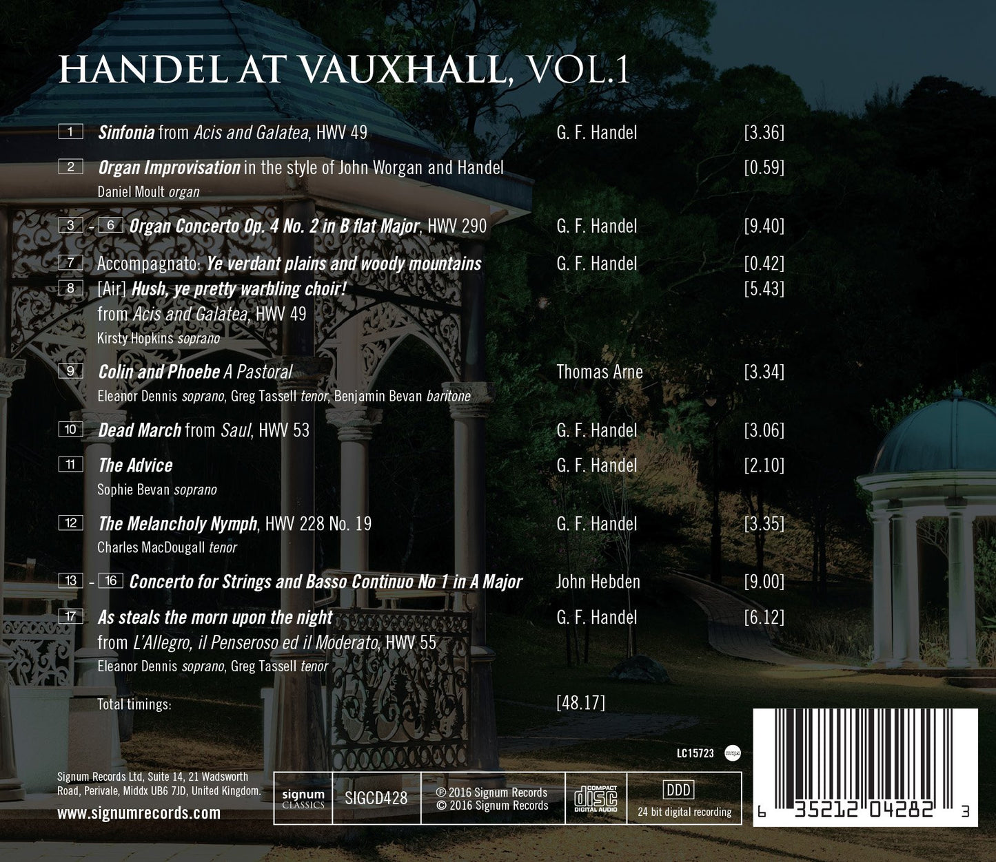 Handel at Vauxhall, Vol.1