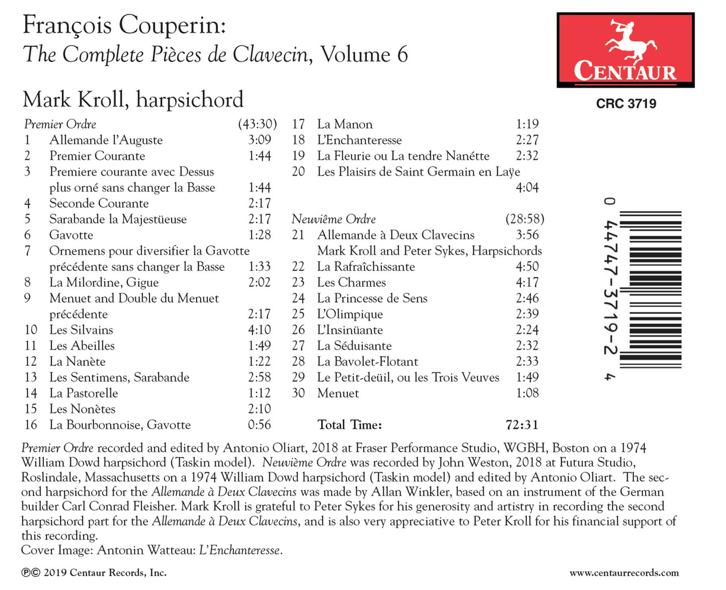 Couperin: The Complete Pièces de Clavecin, Vol. 6