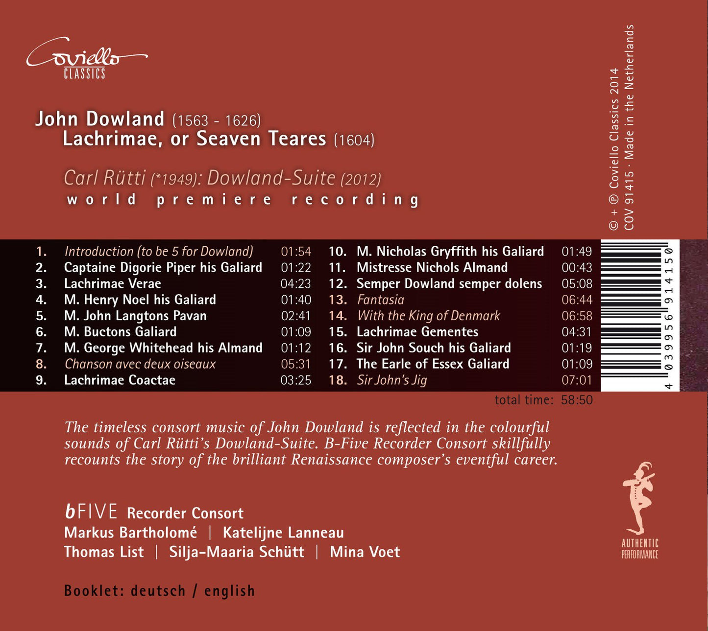In Search of Dowland: Consort Music of John Dowland & Carl R