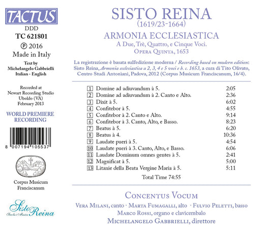 Reina: Armonia Ecclesiastica, Op. 5
