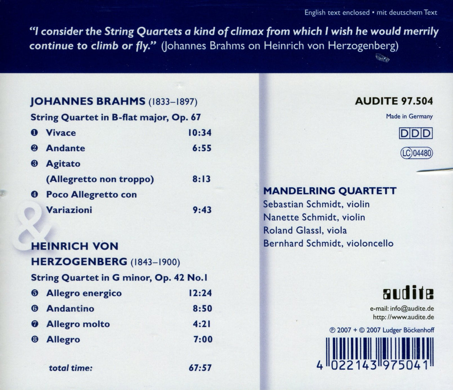 STRING QUARTET OP. 67  STRING