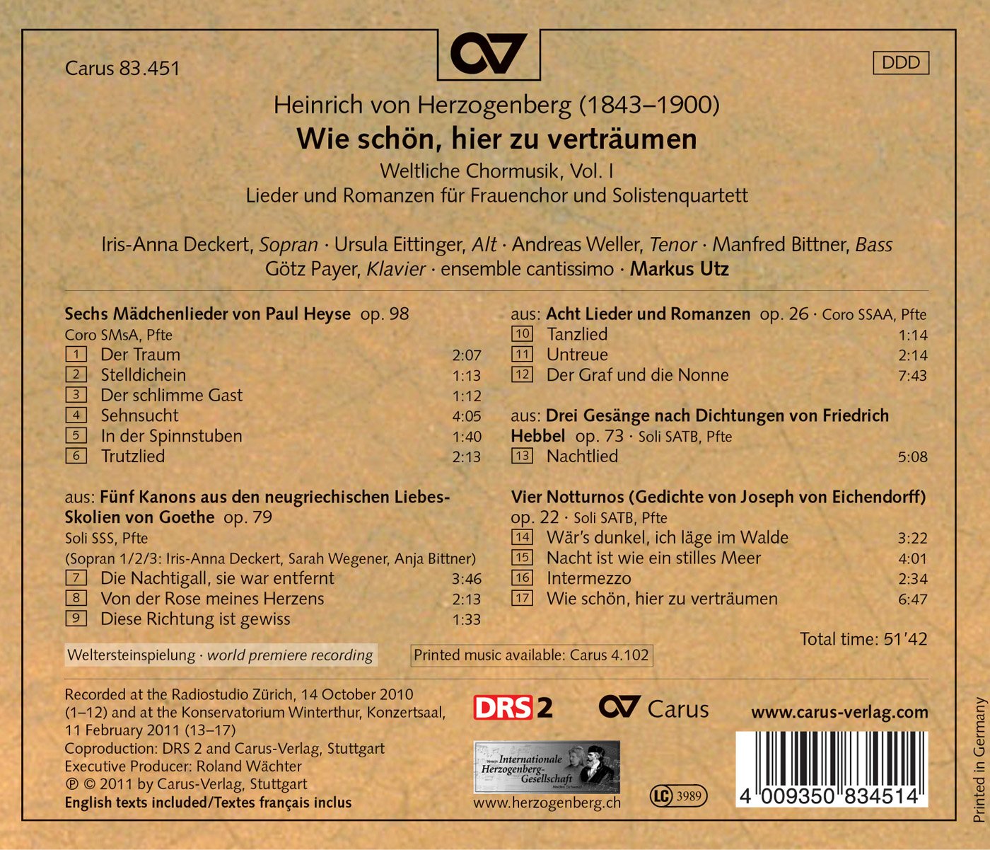 Herzogenberg: Wie schon, hier zu vertraumen