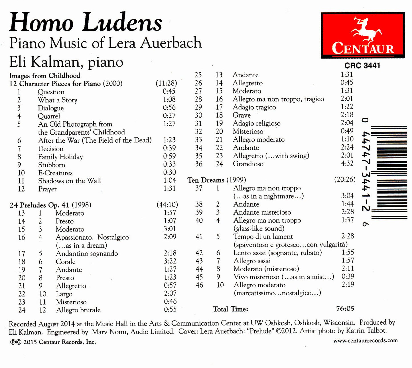 Homo Ludens: Piano Music of Lera Auerbach