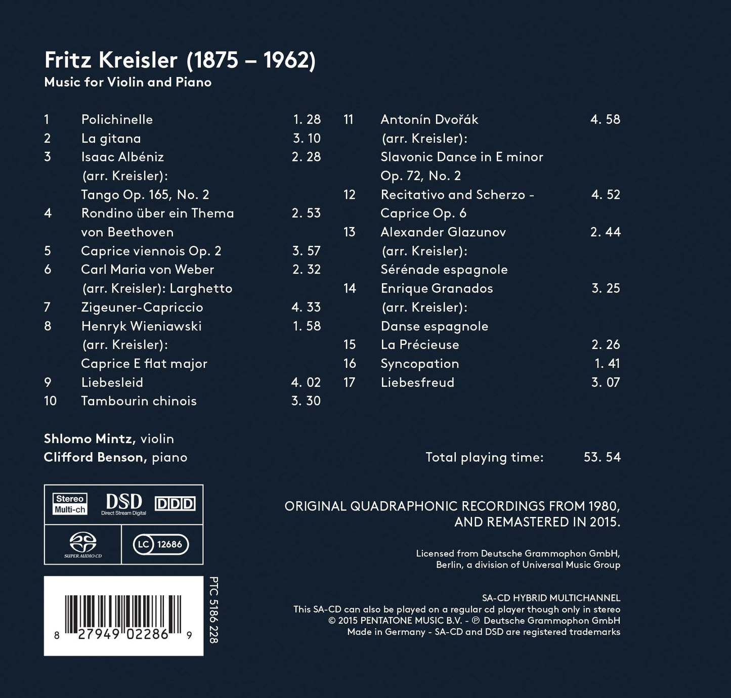 MUSIC FOR VIOLIN & PIANO