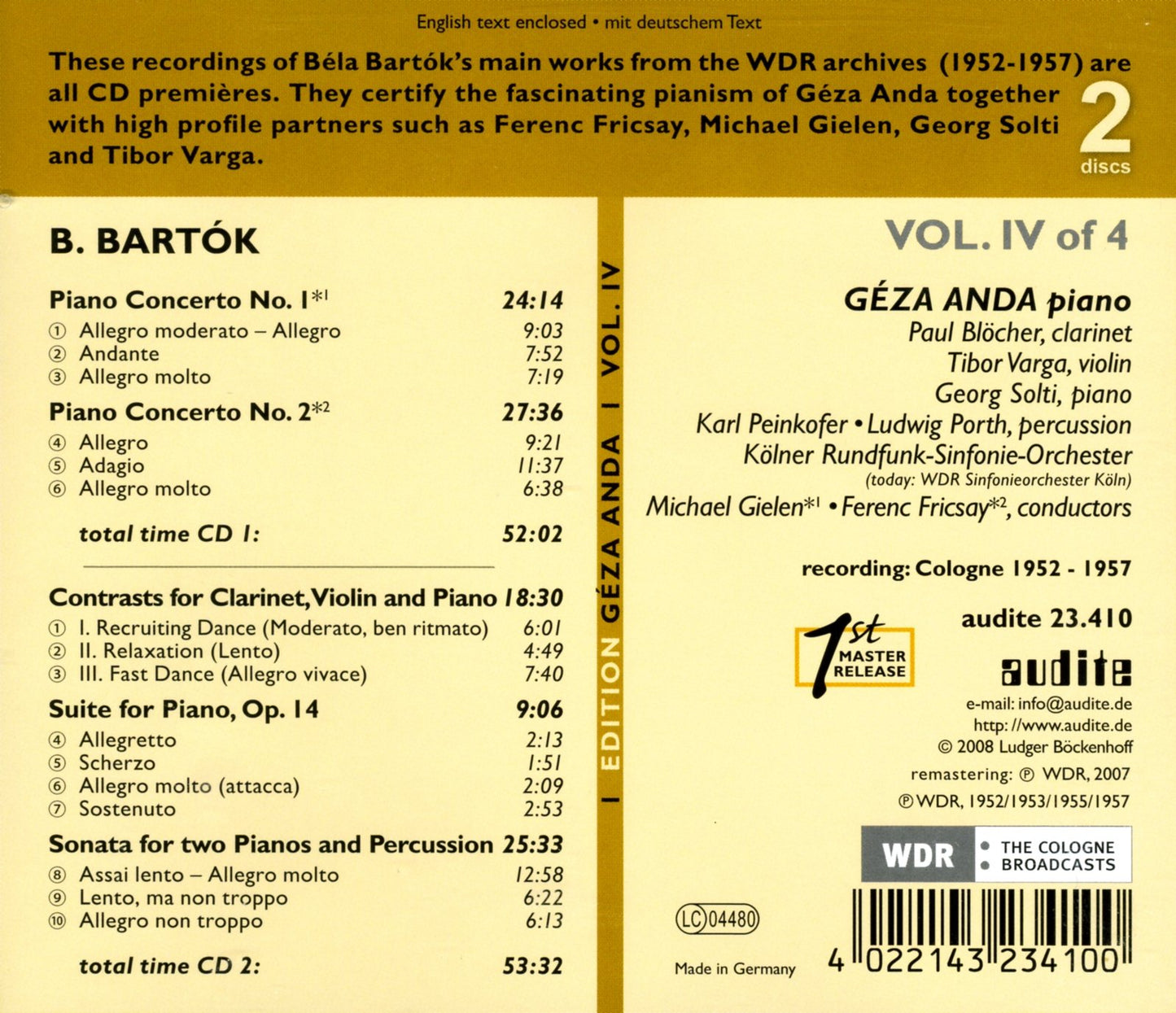 V 4: EDITION GEZA ANDA  BARTO
