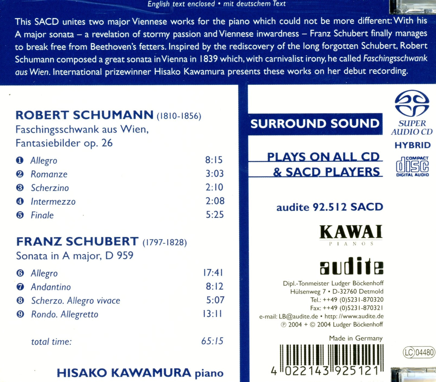 PIANO WORKS BY SCHUMANN & SCHU