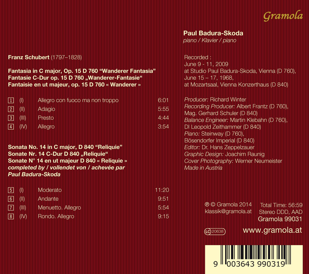 Schubert: Wanderer-fantasie & Piano Sonata No. 15