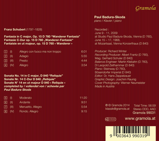 Schubert: Wanderer-fantasie & Piano Sonata No. 15