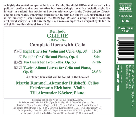 Glière: Complete Duets with Cello