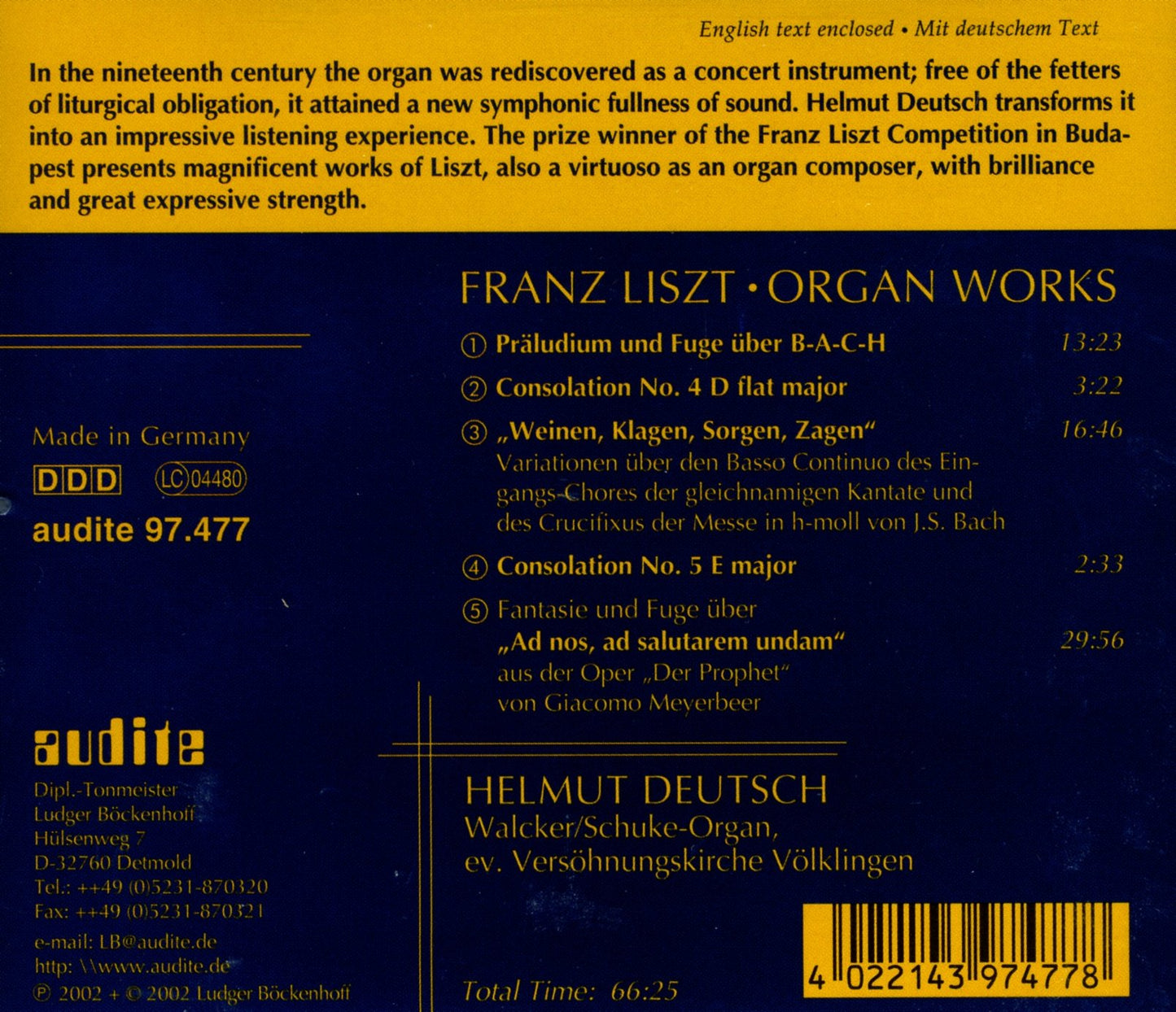 FRANZ LISZT: ORGAN WORKS