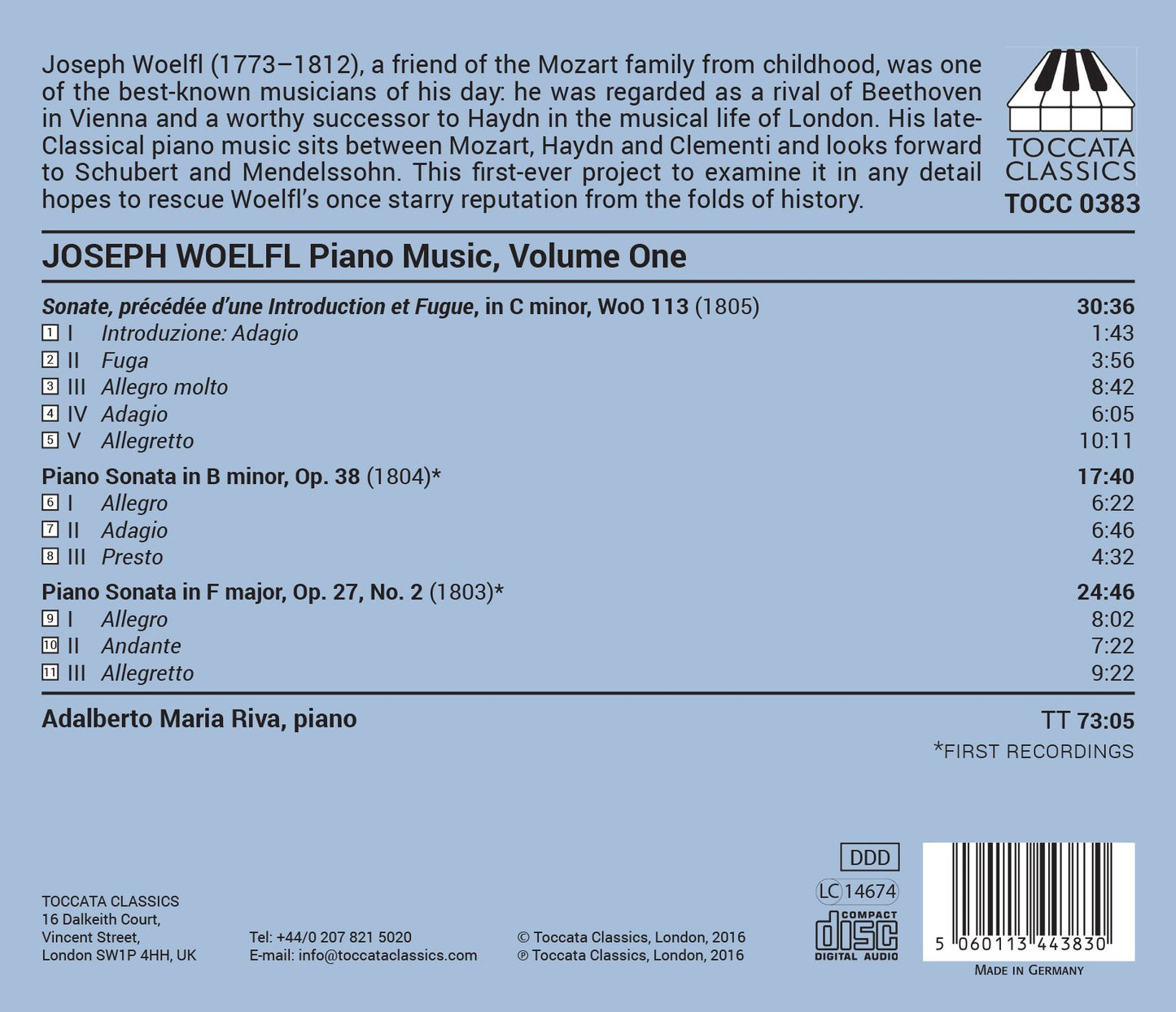 Wölfl: Piano Music, Vol. 1