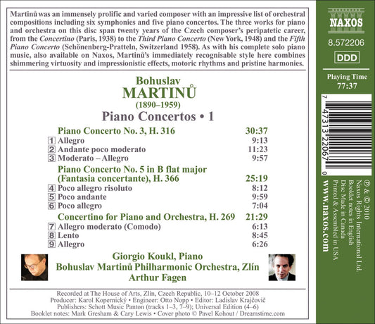 Martinu, B.: Piano Concertos, Vol. 1 - Nos. 3, 5 / Piano Con