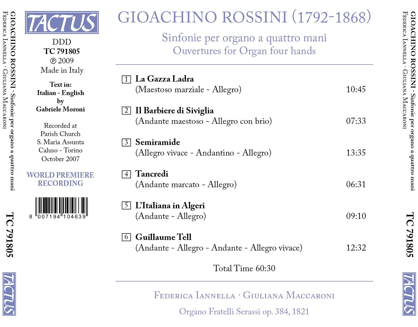 Rossini: Sinfonie per organo a 4 mani