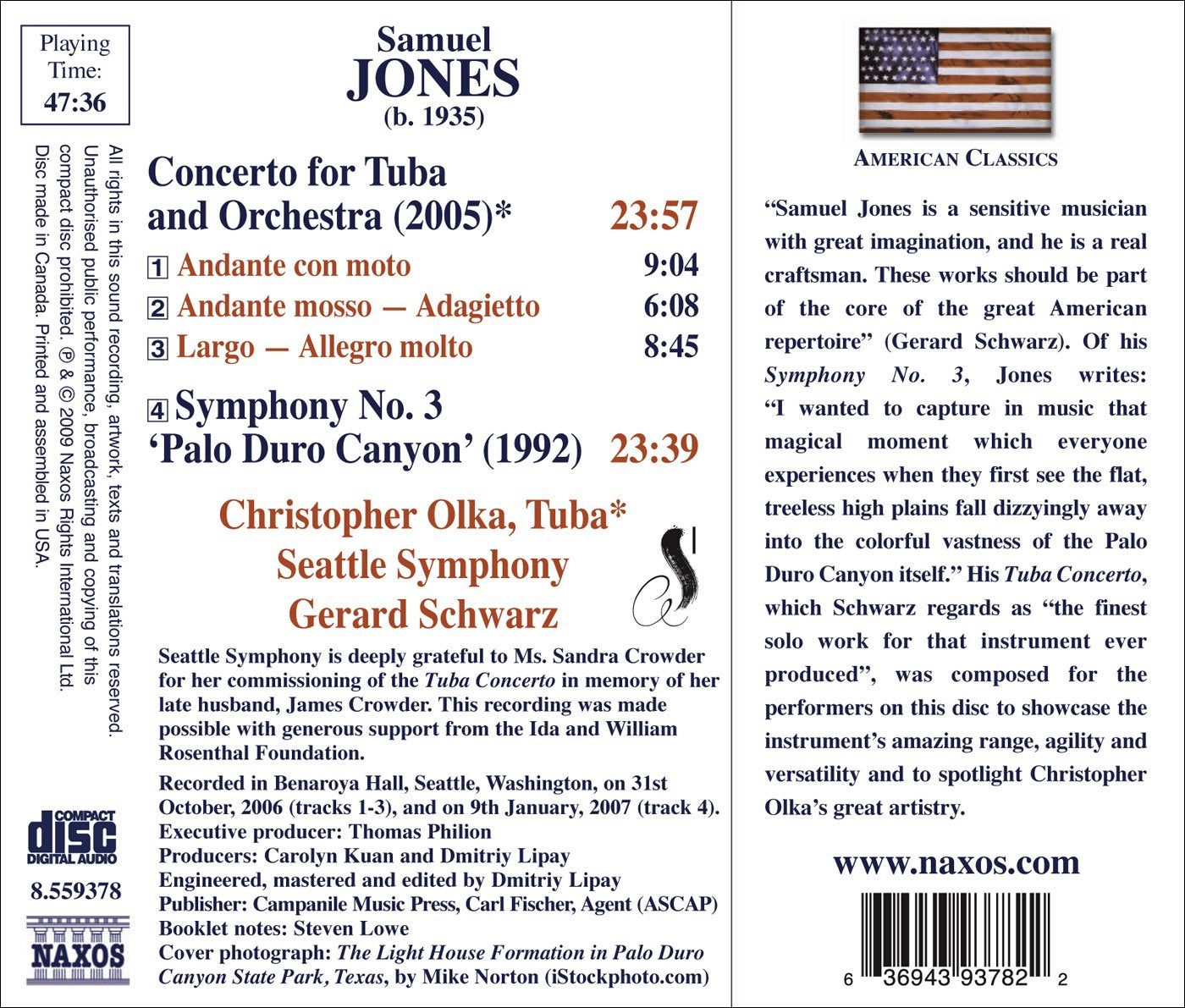 Jones, S.: Symphony No. 3, "Palo Duro Canyon" / Tuba Concert