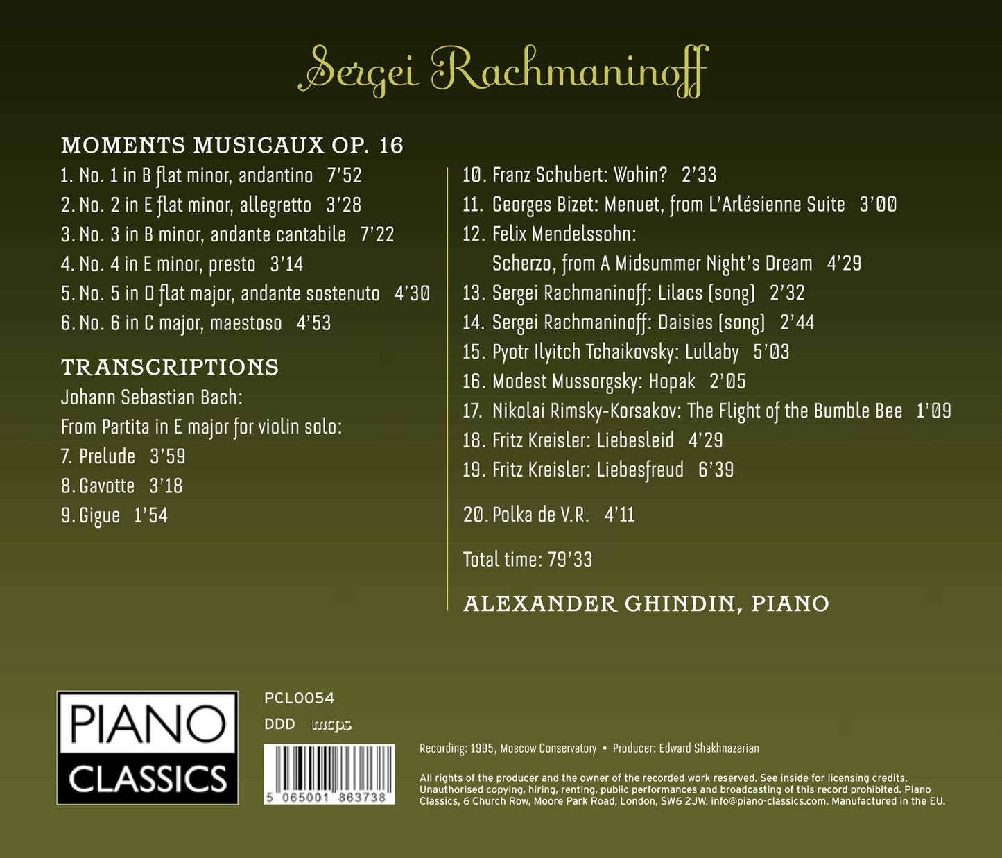 Rachmaninov: Moments musicaux, Op. 16 / Transcriptions